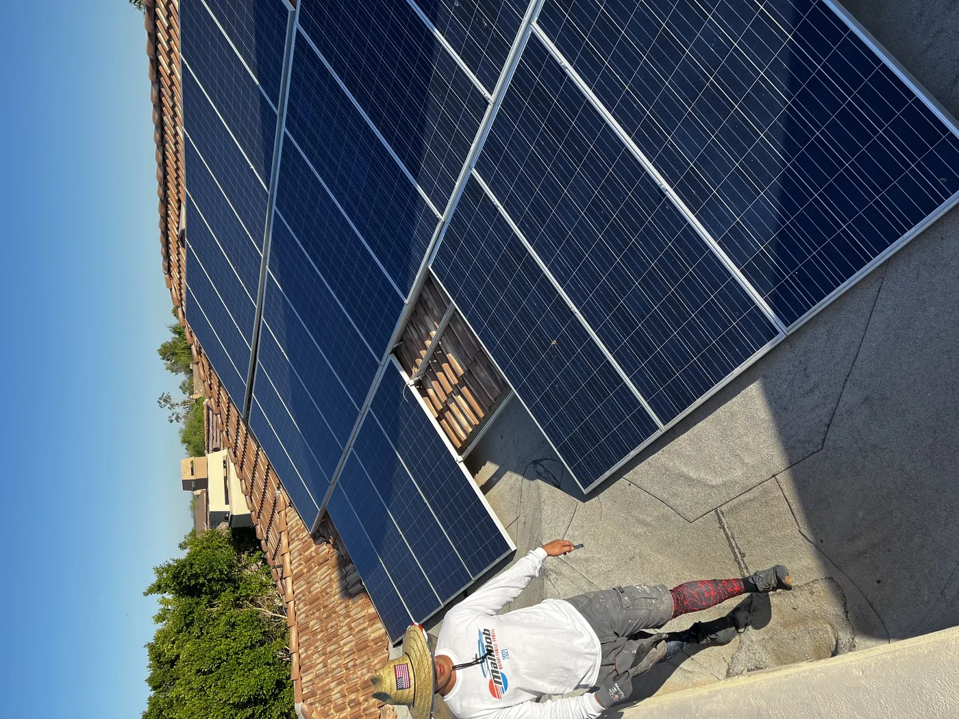 Solar array installed on a tile roof